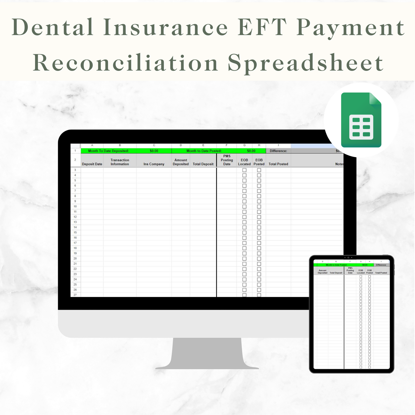 EFT Payment Reconciliation Spreadsheet